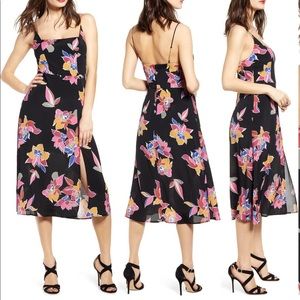 Row A Retro Print Side Slit Dress